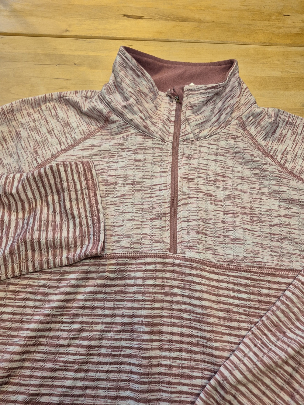 Avia Women's Zip-Up Quarter Zip Pullover in Dusty Rose and Cream